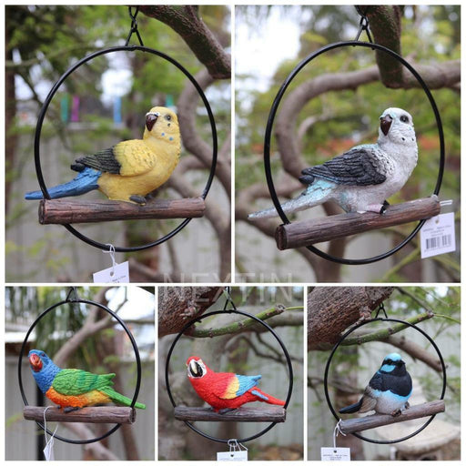 Parrot Lorikeet Bird in Ring Birds Figurine Statue Yard Garden Ornaments Decor