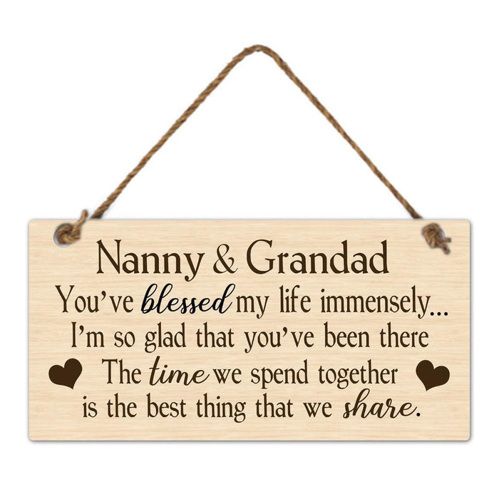 Wooden Home Sign Nanny & Grandad Country Style Wall Decor Family Signs