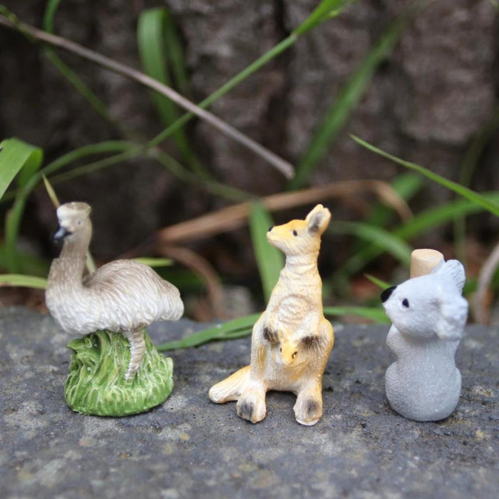 Miniature Australian Wildlife Animal Figurines Mini Animals 6pcs Koala Kangaroo