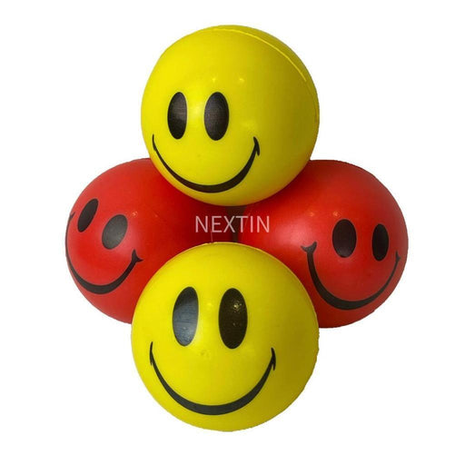 Happy Smile Face Stress Ball Squeeze Balls Hand Wrist Exercise Yellow Red 6/12pc