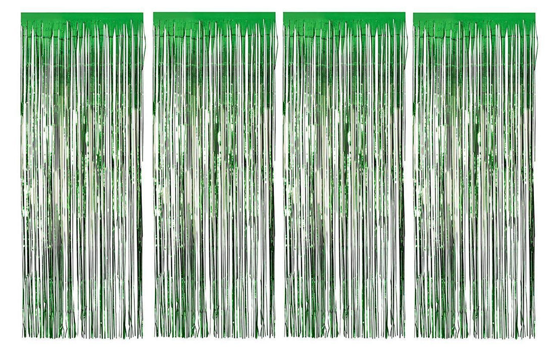 Foil Metallic Fringe Tinsel Curtain Green Backdrop Door Party Decorations