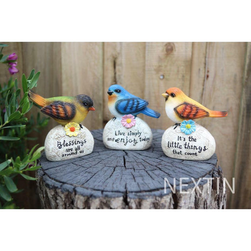 Bird Figurine Colorful Birds With Words Statue Home Garden Signs Ornaments Decor