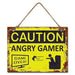 Metal Boys Room Sign Caution Angry Gamer Door Wood Wall Hanging Home Sign