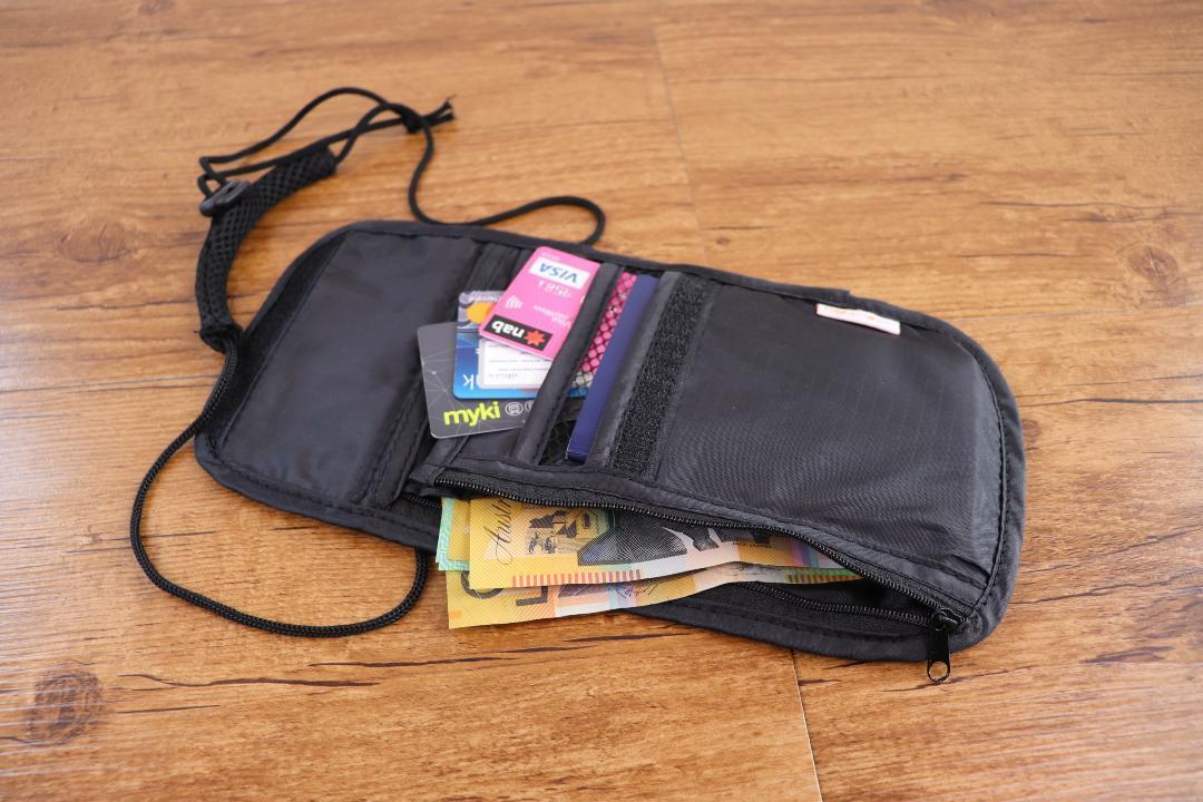 Travel Neck Pouch Money Bag Passport Holder Security under Clothes Secret Wallet