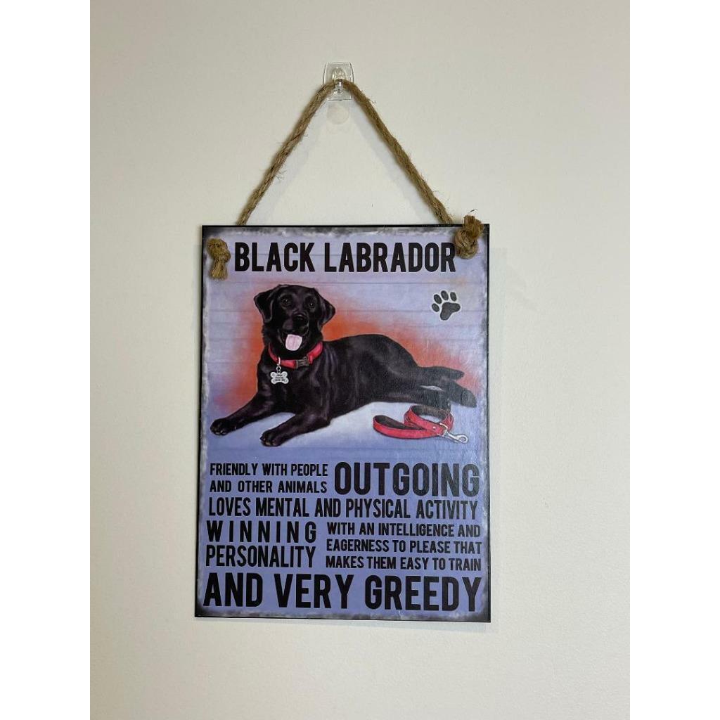 Black Labrador Dog Sign Metal Wall Door Hanging Dogs Sign Home Decor 27cm