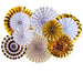 Gold Paper Fans Hanging Party Decorations Supplies Bridal Shower Birthday 8pc