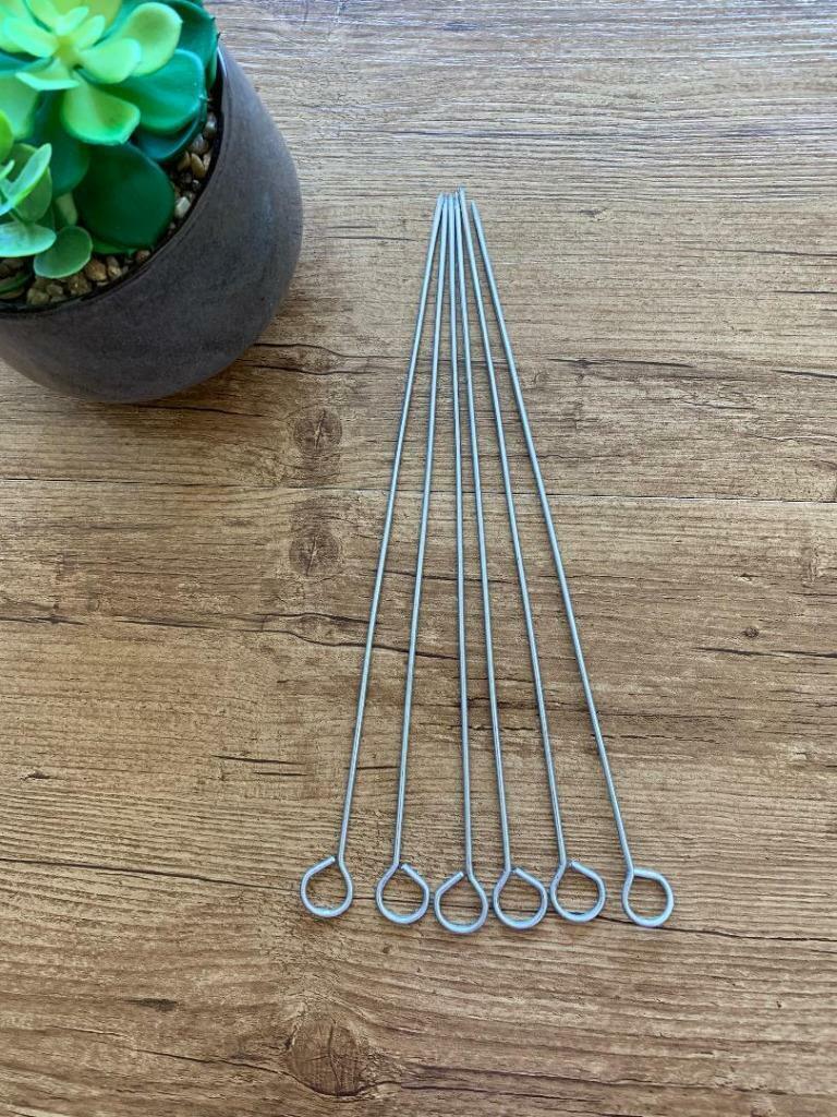 Metal BBQ Skewers Barbecue Sticks Reusable Grill Kebab Grilling Skewer 35cm