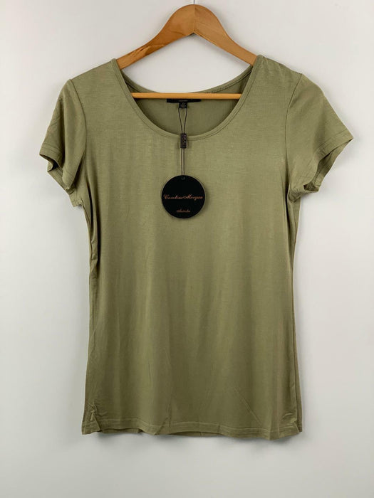 Caroline Morgan Short Sleeve Top Scoop Neck T-Shirts Basic Tee Tops Plain Colour