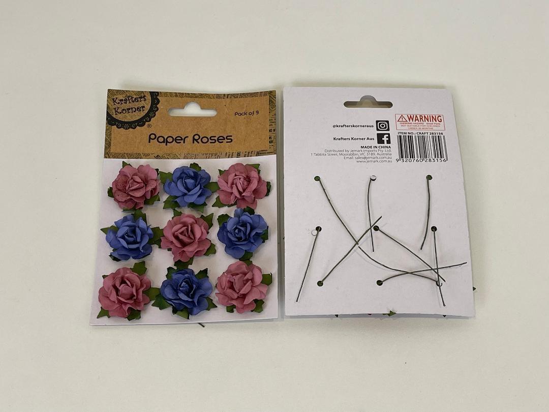 Mini Roses with Stem Paper Flowers Craft Artificial Rose Hairpins Bridal Wedding