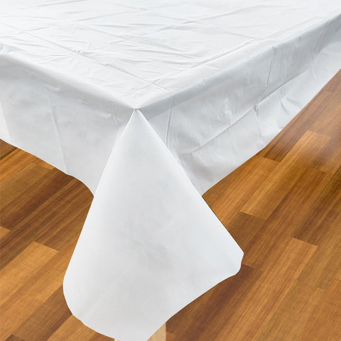 Plastic Table Cloth for Parties Disposable Tablecloths White Rectangle 137x274cm