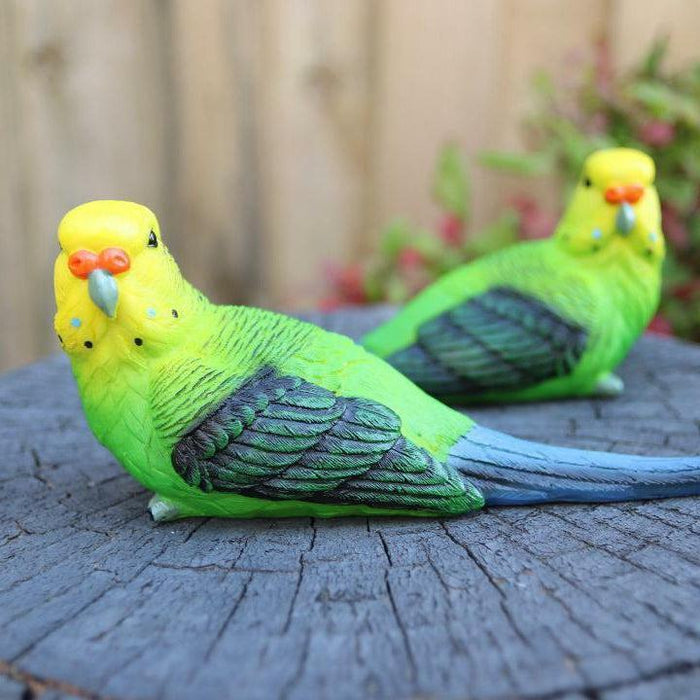 Budgie Parrot Bird Figurine Parakeet Birds Statue Garden Ornament Decor 2/4pcSet