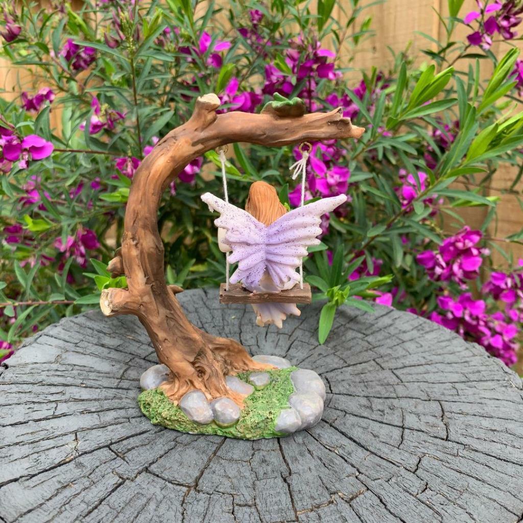 Fairy on Tree Swing Garden Décor Accessories Figurine Fairies Angel Ornaments