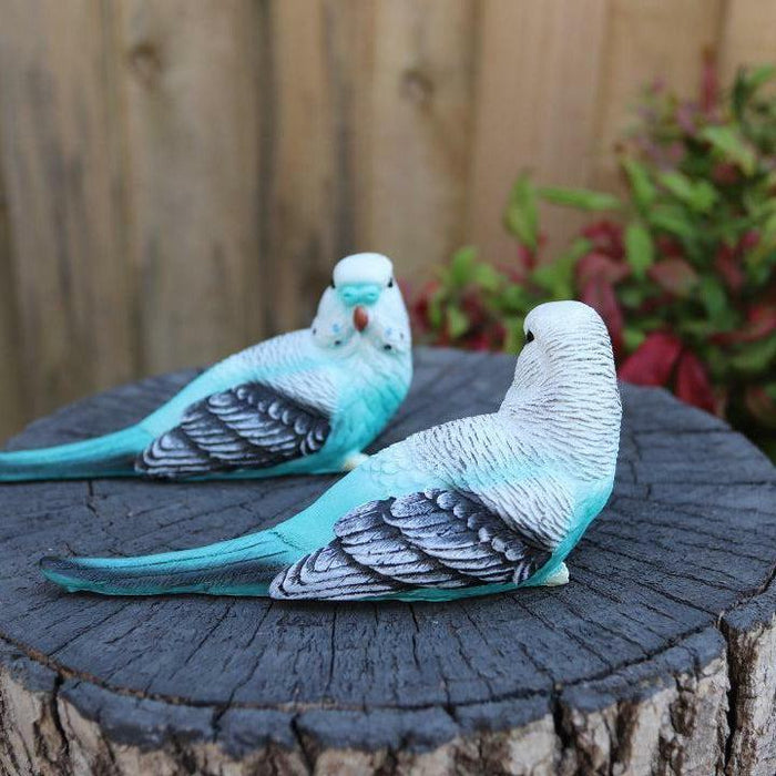 Budgie Parrot Bird Figurine Parakeet Birds Statue Garden Ornament Decor 2/4pcSet