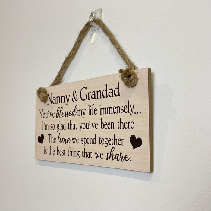 Wooden Home Sign Nanny & Grandad Country Style Wall Decor Family Signs