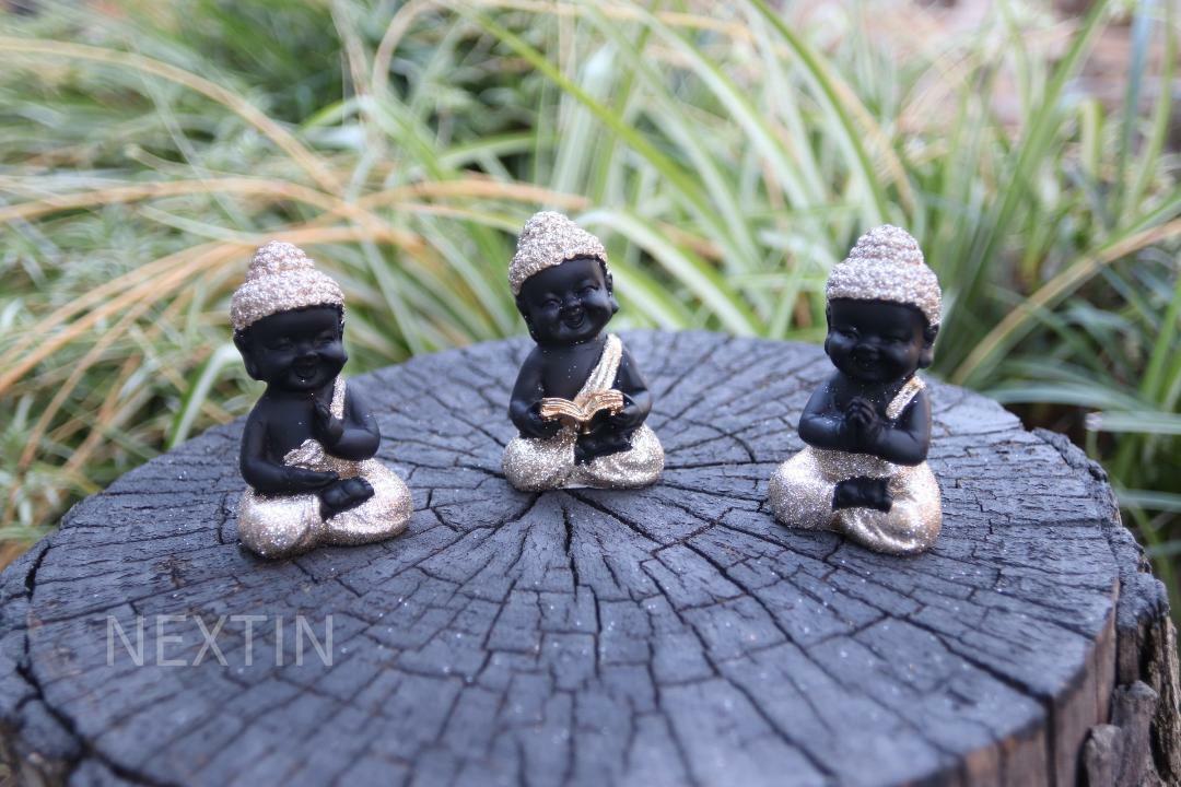 Happy Buddha Statue Wise Monks Home Decor Ornament Figurine 7cm pack of 3 or 6