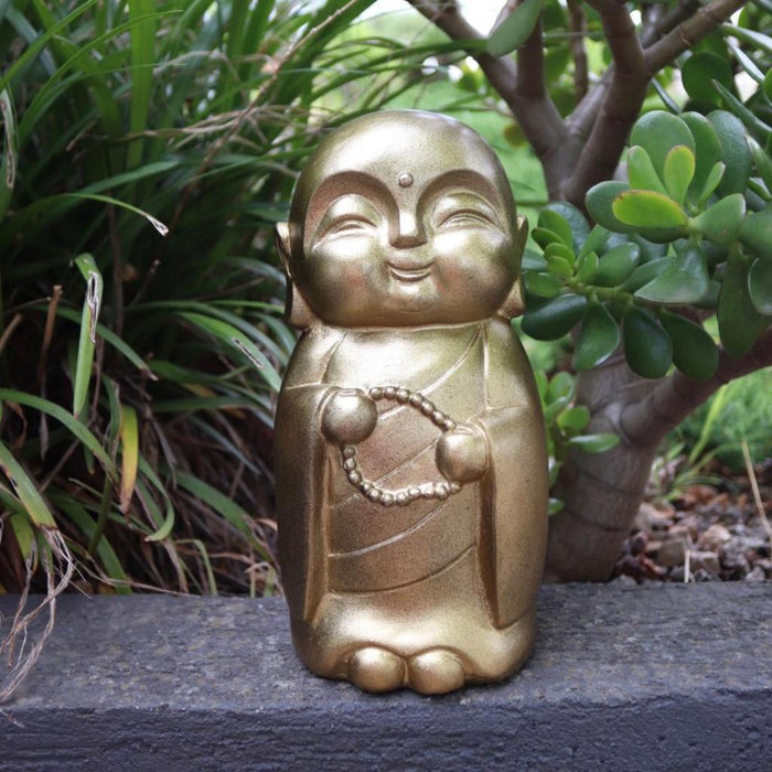 Happy Buddha Statue Lucky Fengshui Gold Monk Home Decor Figurine 25cm