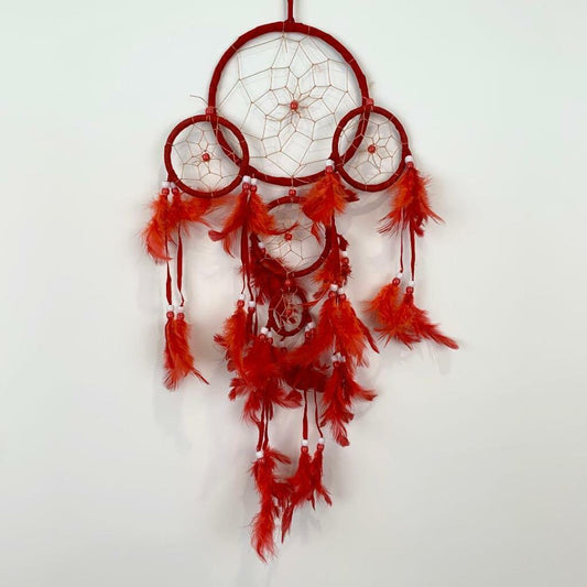 Red Dream Catcher with Feather Caught Dreams Wall Hanging Ornament 52cm