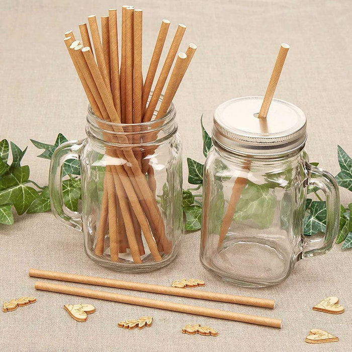 Paper Straws Food Safe Drinking Straw Birthday Party Brown Bulk 600pcs Eco