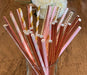 Rose Gold Pink Drinking Paper Straws Food Safe Ink Straw Birthday Party Wedding