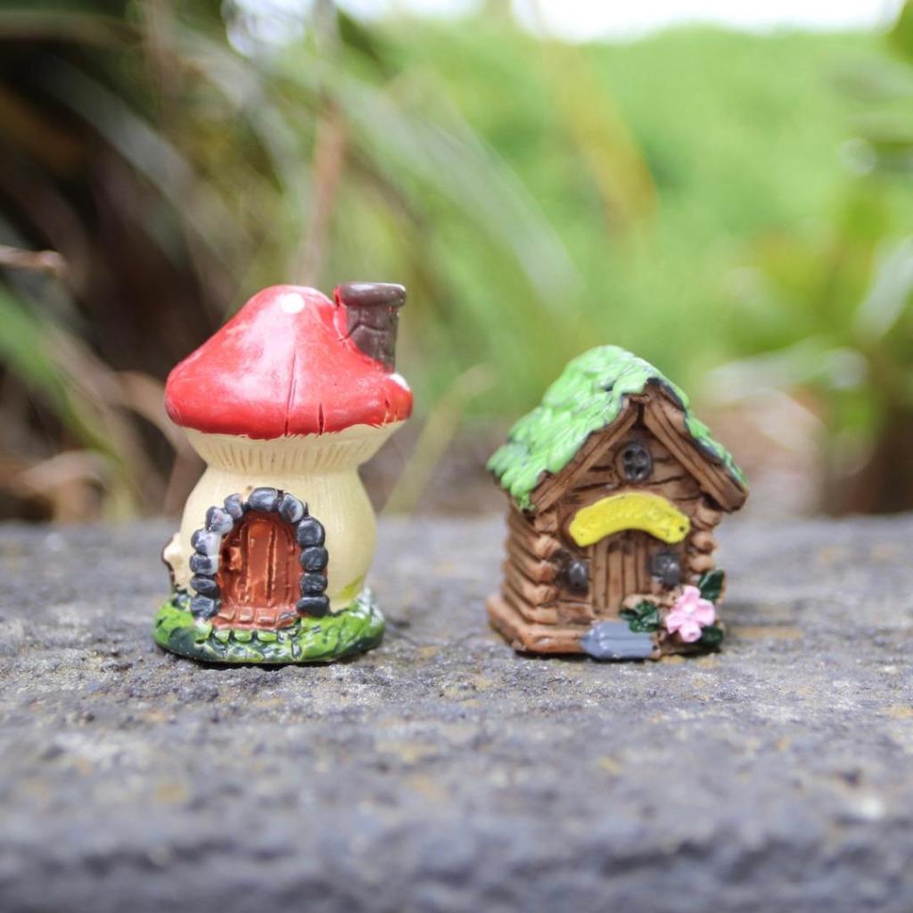 Miniature Fairy Garden House Mini Fairy House Cottage Mushroom House Set of 4
