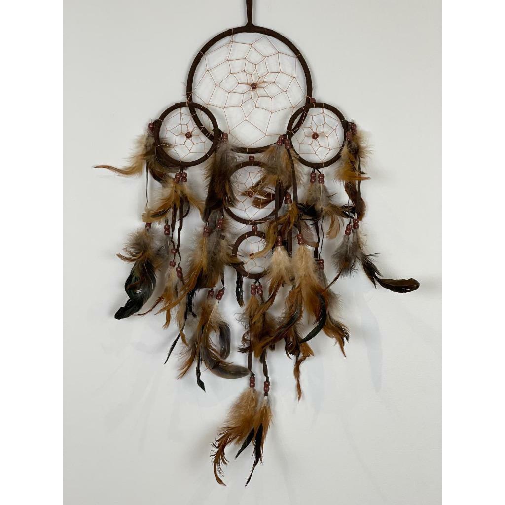 Brown Dream Catcher with Feather Caught Dreams Wall Hanging Ornament 52cm