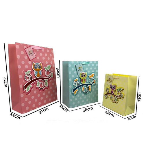 3D Paper Gift Bags Craft Kraft Carry Bag with handle Wedding Birthday Party