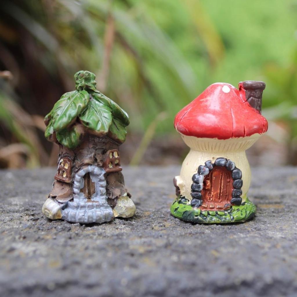 Miniature Fairy Garden House Mini Fairy House Cottage Mushroom House Set of 4
