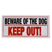 Beware of The Dog sign 25x12cm white Warning Notice Plastic Signs Home Gate