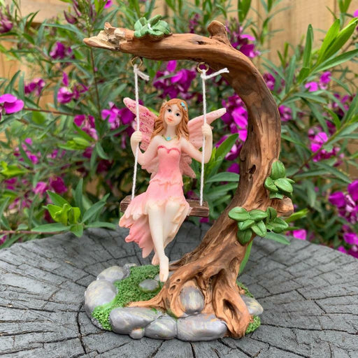 Fairy on Tree Swing Garden Décor Accessories Figurine Fairies Angel Ornaments