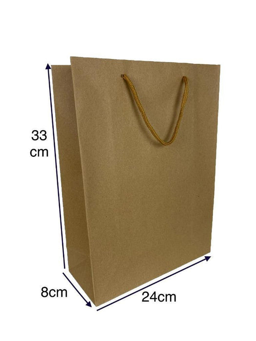 Paper Bags Gift Shopping Carry Craft Brown Bag with Handles Bulk size 33x24cm