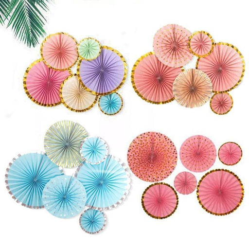 Colorful Paper Fans Party Decorations Hanging Decor Birthday Bridal Pink Blue