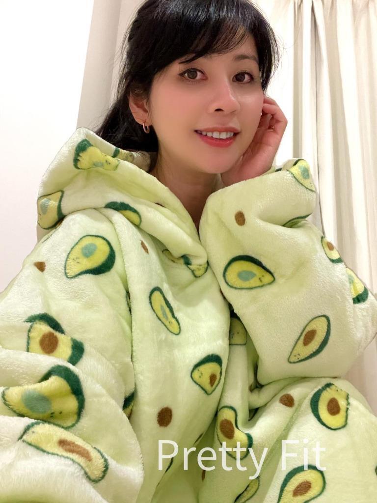 Hooded Blanket Soft Cozy Warm Fleece Wearable Oversize Blanket Hoodie Avocado