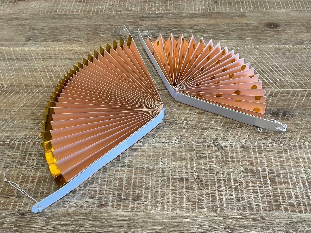 Rose Gold Peach Paper Fans Party Decorations 6pcs Hanging Decor Birthday Bridal