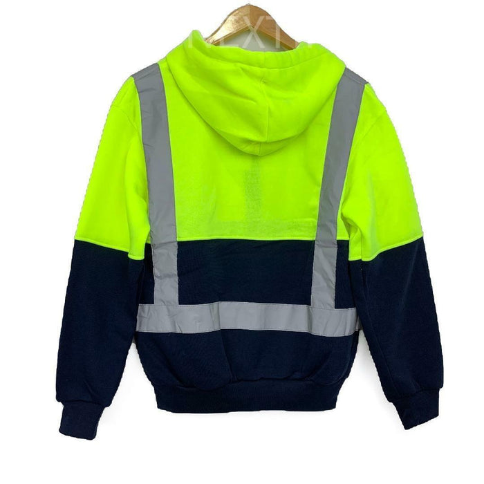 Hi Vis Safety Workwear Jacket Winter Work Hoodie Jumper Fleece Yellow Orange