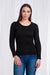 Caroline Morgan Long Sleeve Top Scoop Neck T-Shirts Basic Tee Tops Plain Colour