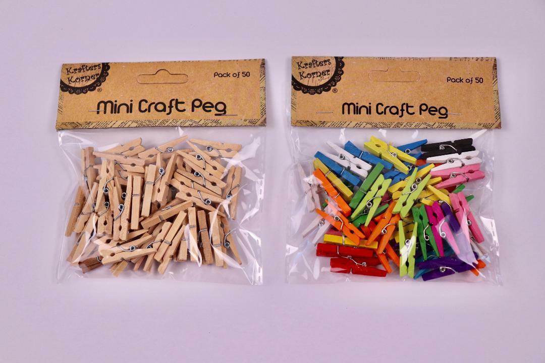 Mini Wooden Pegs Craft Clothespins Natural Wood Colorful Photo Clips 3cm 50pc