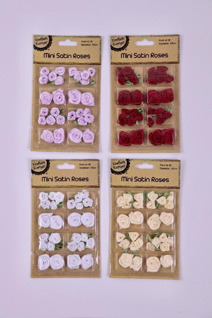 Mini Roses Flowers Ribbon Bows Craft Artificial Wedding Applique Sewing DIY 28pc
