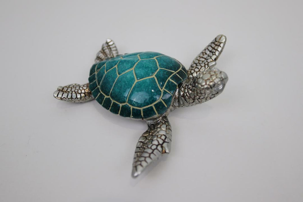 Sea Turtle Statue Figurine Ornament Blue Aqua Turtles 2pc Set 13cm Home Decor