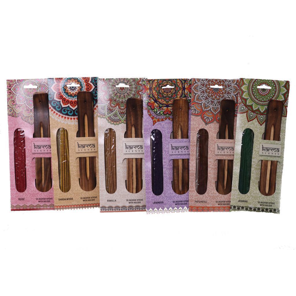 Premium Karma Incense Sticks with Wooden Holder Home Fragrance air fresh scents