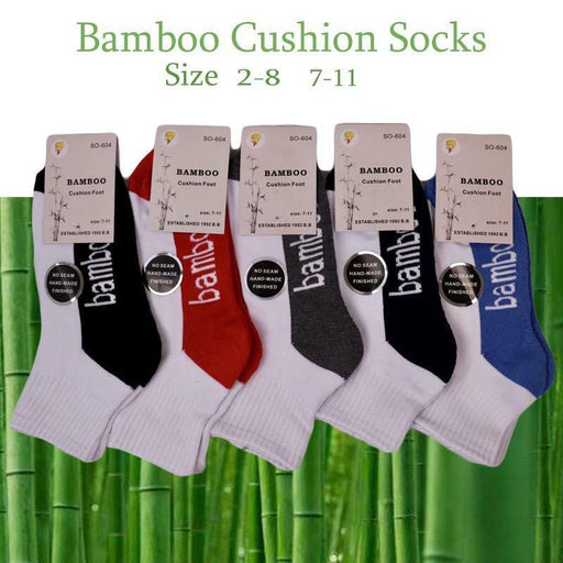 Bamboo Socks Ankle Low Cut Soft Cushion Work Sport Women size 2-11 White Black