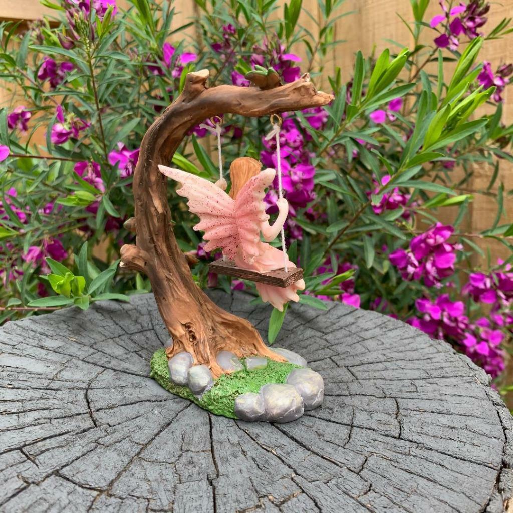 Fairy on Tree Swing Garden Décor Accessories Figurine Fairies Angel Ornaments