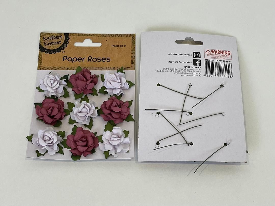 Mini Roses with Stem Paper Flowers Craft Artificial Rose Hairpins Bridal Wedding