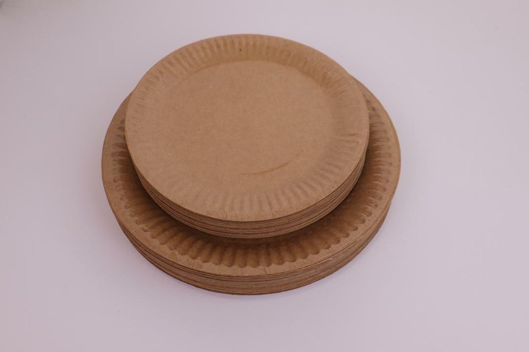 Disposable Brown Paper Plates Dinner Dessert Party Plate Eco-Friendly Bulk Buy