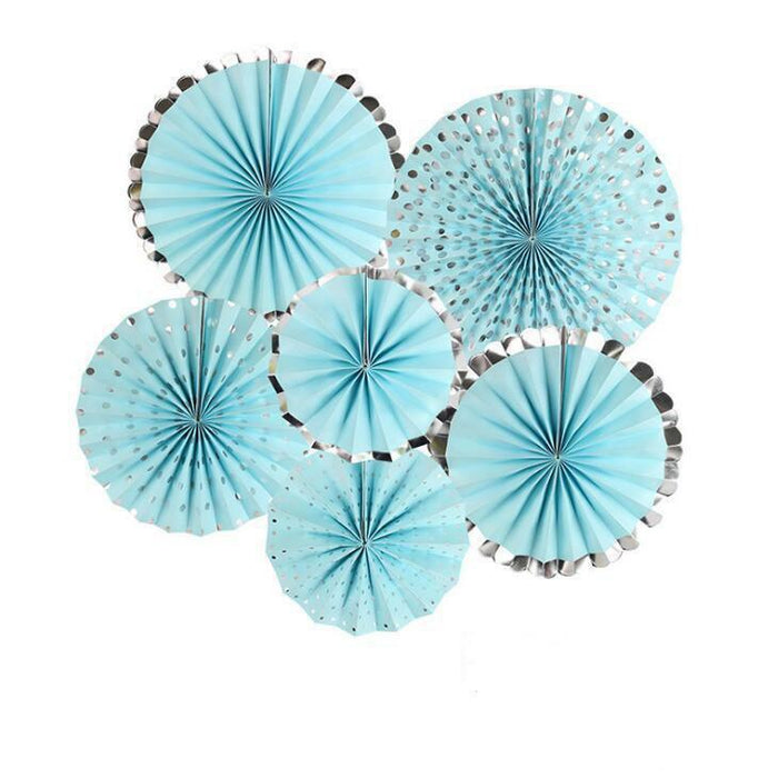 Blue Birthday Decorations Set Happy Birthday Banner Confetti Balloons Paper fans