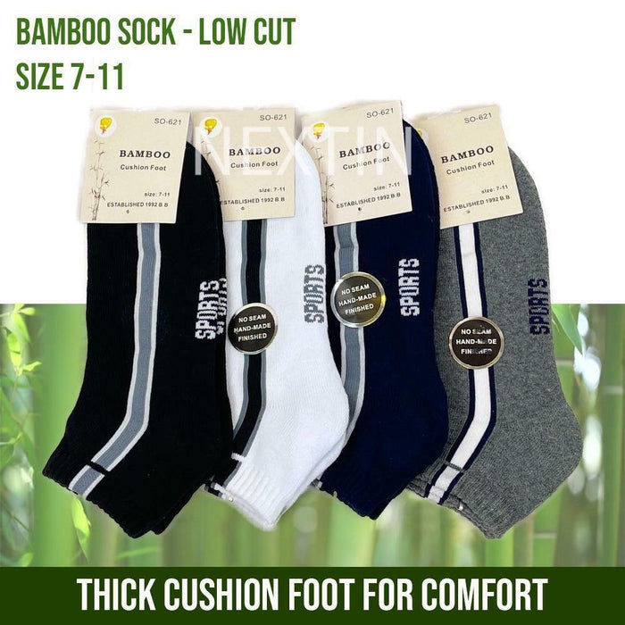 Bamboo Socks Ankle Low Cut Soft Cushion Work Sport Men s7-11 Black Navy White