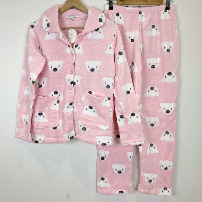 Women Pyjamas Pyjama Set Soft Plush Fleece Warm Winter Sleepwear Pajamas s8-18