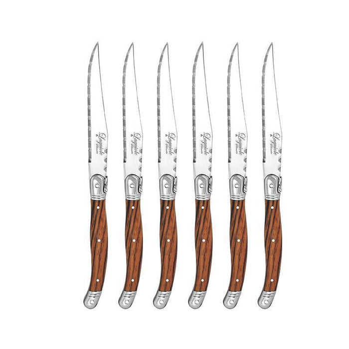 Laguiole Steak Knife Set Silhouette Stainless Steel 430 Inox 6 Knives & Gift Box