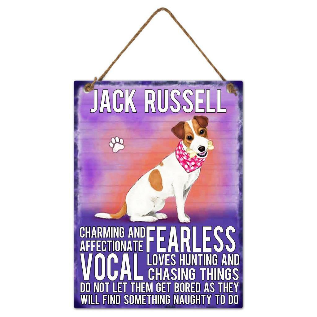 Jack Russel Dog Sign Metal Wall Door Hanging Dogs Sign Colourful Home Decor 27cm