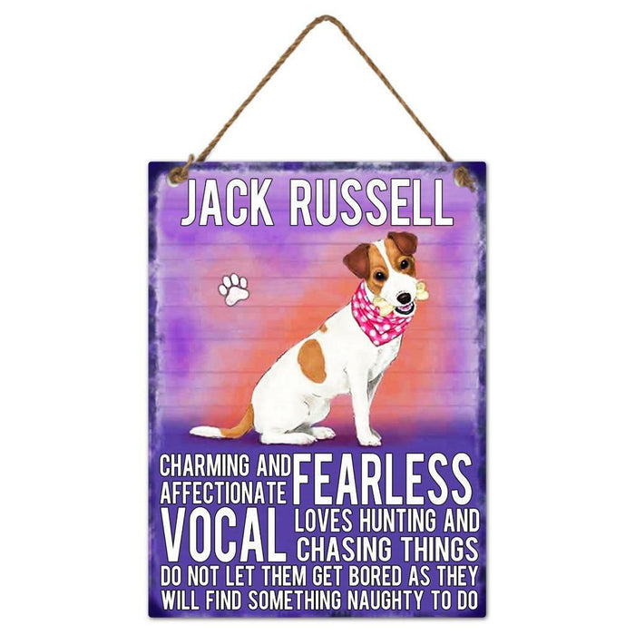 Jack Russel Dog Sign Metal Wall Door Hanging Dogs Sign Colourful Home Decor 27cm