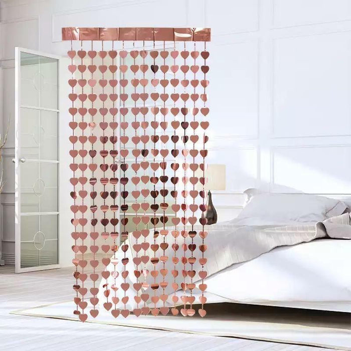 Rose Gold Heart Foil Curtain Backdrop Bridal Shower Birthday Party Decorations